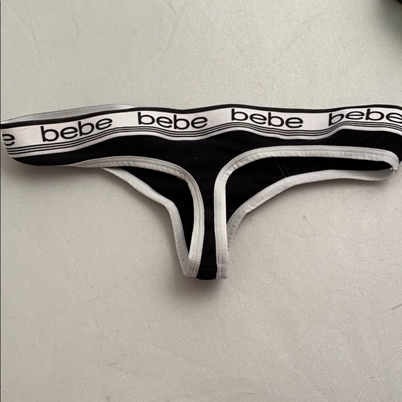 Bebe black and white logo thong panty M - Picture 10 of 10